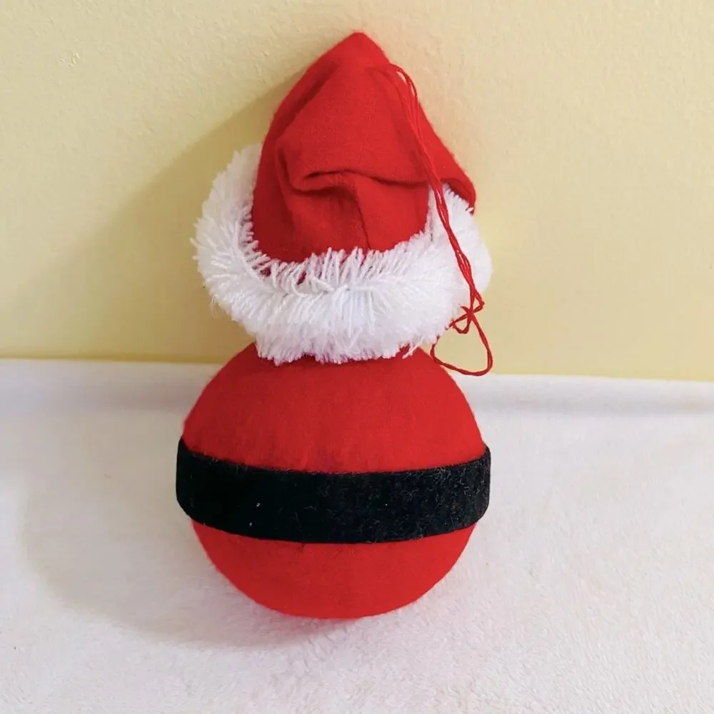 Vtg 60's Retro Handmade Roly Poly Santa Christmas Ornament Japan Gift Topper MCM
